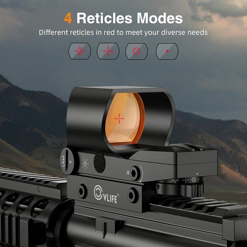 CVLIFE Reflex Sight, 1x28x40mm Red Dot Sight, 4 Adjustable Reticles Sight for 20mm Picatinny Rail, Red Dot Optics, Absolute Co-Witness - Image 3